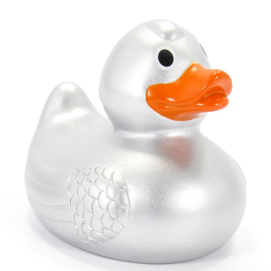 silver rubber duck