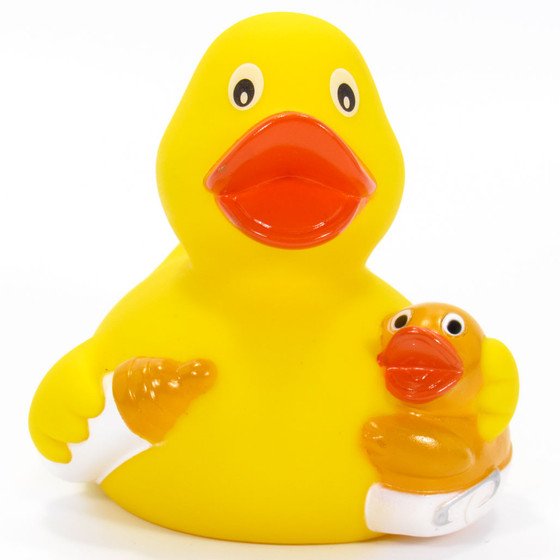 Yellow Rubber Duck Mother With 2 Baby Ducklings