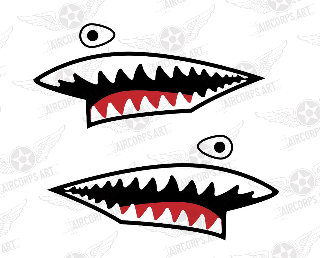 Shark Mouth Teeth Nose Art Military Aircraft Decal SM-02
