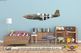 P-51B Mustang "Old Crow" Decorative Military Aircraft Profile on Kids Room Wall Mockup Display