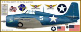 FM-2P Wildcat Decorative Military Aircraft Profile on Kids Room Wall Mockup Display