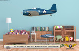 FM-2P Wildcat Decorative Military Aircraft Profile on Kids Room Wall Mockup Display