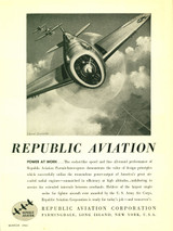 Republic Aviation "Power At Work" P-47 Thunderbolt Vintage Military Aircraft Airplane Poster Mockup Art Display