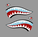 Flying Tigers P-40 Warhawk Shark Mouth Teeth Nose Art Military Aircraft Decal - Includes 2 Mirrored Decals (SM-04)