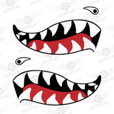 Shark Mouth Teeth Nose Art Military Aircraft Decal SM-09 Mirrored