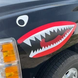 Shark Mouth Teeth Nose Art Military Aircraft Decal SM-10 Installed on a Black Pickup Truck Fender
