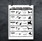 Two Engine Bombers #1 Military Aircraft Id Poster Mockup Art Display
