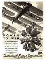 Continental Motors  Stearman Bi-Plane " Power to Win" Poster