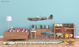  Spitfire Mk IXC "City of Glasgow" Pierre Clostermann - Aircraft Profile Wall Decal on Kids Room Wall Mockup Display