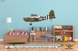  Stinson L-5 Sentinel Aircraft Profile Print Wall Art Decal on Kids' Room Wall Mockup Display
