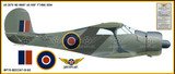 Beech Model 17 Staggerwing RAF Aircraft Profile Print Wall Art Decal