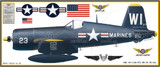F4U-4 Vought Corsair Military Aircraft Profile Print Wall Art Decal