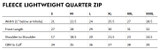 AirCorps Aviation Fleece Lightweight Quarter Zip Size Chart