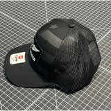 Stars and Stripes Black Trucker Hat with Black Patch