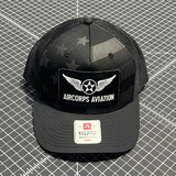 Stars and Stripes Black Trucker Hat with Black Patch