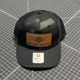  Stars and Stripes Black Trucker Hat with Brown Patch