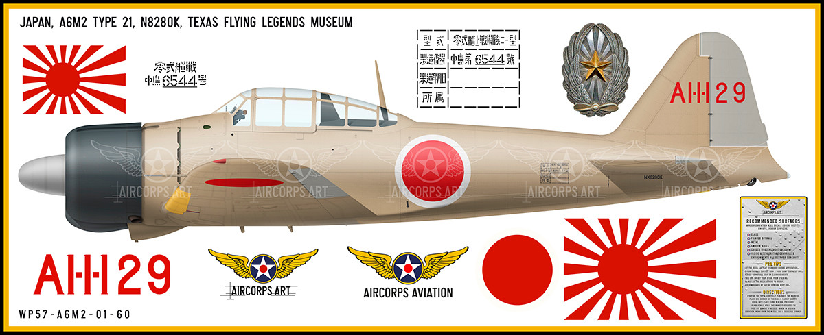 A6M2 Zero Decorative Military Aircraft Profile