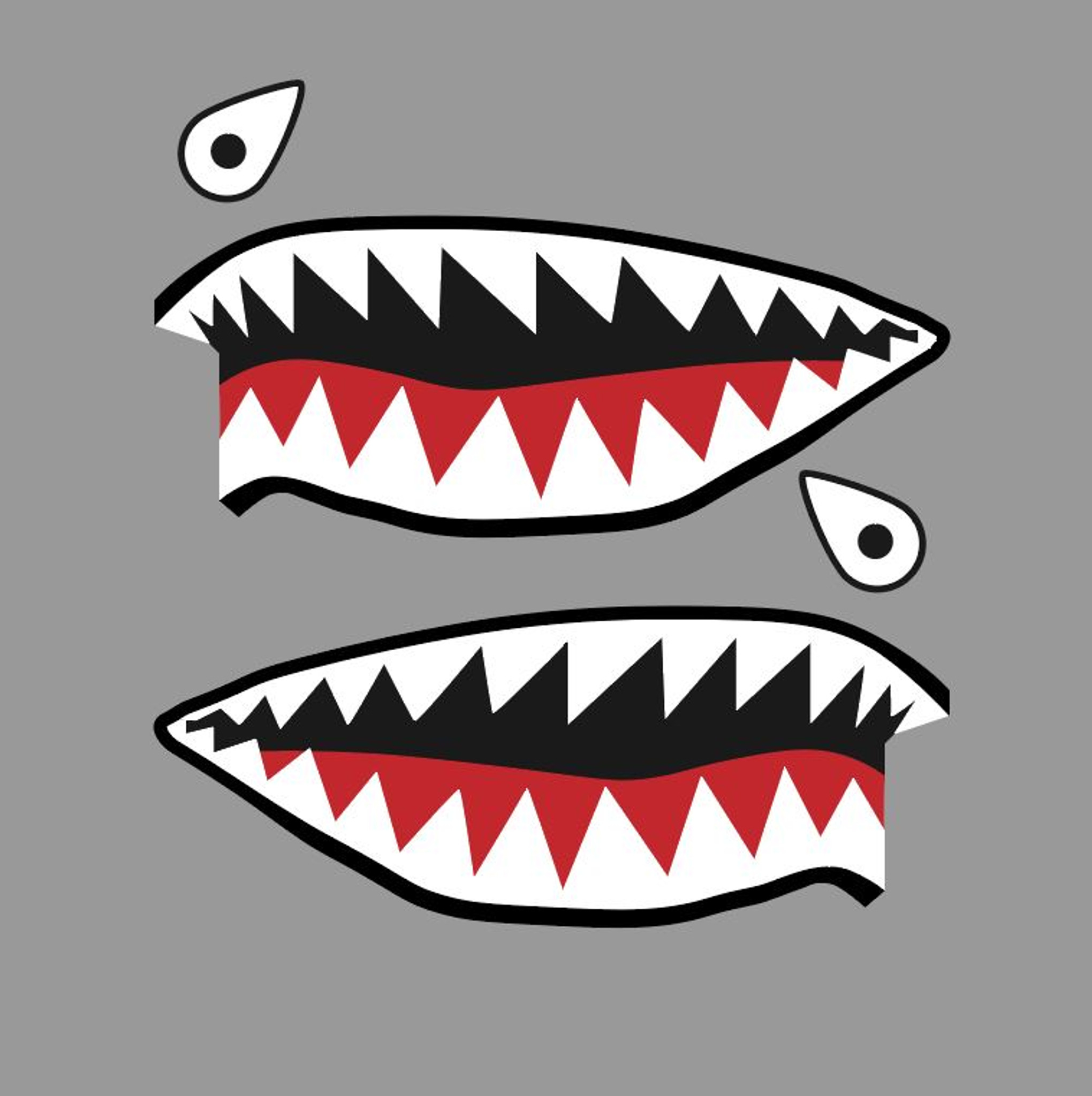 Shark Mouth Teeth Nose Art Military Aircraft Decal SM-07