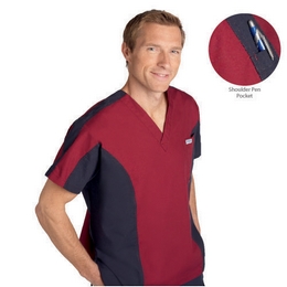 thumbnail image 2 of Bocini Men's Hospital Scrub Top – Poly/Cotton Mix With Chest & Front Pockets, New With Tags 2 of 6