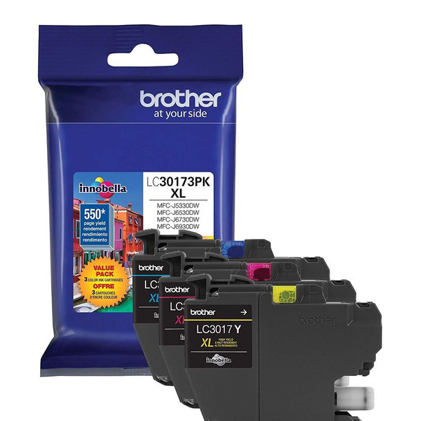 Brother LC30173PK High Yield Ink Cartridge Combo Pack (C, M, Y) - 550