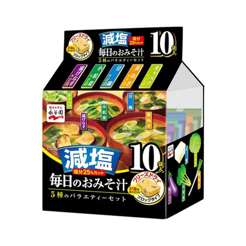 Nagatanien Daily Miso Soup Salt Reduction 5 Kinds 51g/永谷园Nagatanien 每日味增汤 减盐 5种口味 51g