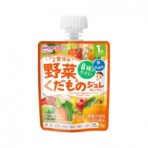 WAKODO Vegetable & Fruit Jelly Orange 12M+ 70g/和光堂WAKODO 蔬菜水果果冻 柑橘味 70g 1岁+