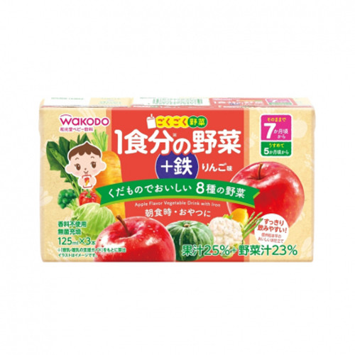 Asahi Baby Juice朝日和光堂 蔬果汁+铁 苹果味 125ml*3个 7个月+