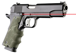 Hogue® Laser Enhanced Grip - 1911 Govt. Model Rubber Grip with Finger Grooves - OD GREEN