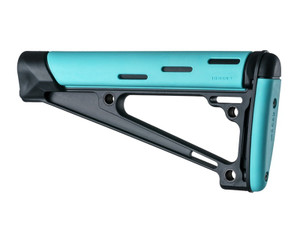 Hogue® AR-15/M-16 OverMolded Fixed Buttstock - Fits A2 Buffer Tube - AQUA RUBBER