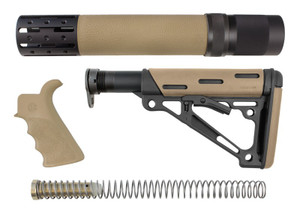 Hogue® AR-15/M-16 3-Piece Kit - OverMolded Collapsible Buttstock (Mil-Spec Buffer Tube) + Forend + Grip - FLAT DARK EARTH RUBBER