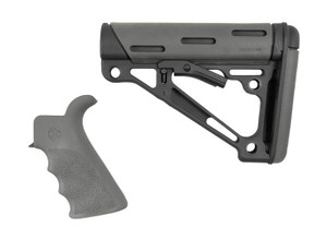 Hogue® Finger Groove Beavertail Grip + AR-15/M-16 OverMolded Collapsible Buttstock - Fits Commercial Buffer Tube - SLATE GREY
