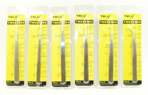 TNI-U® 6-PC Stainless Steel Precision Sharp / Blunt / Curved Tweezer Set