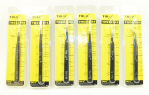 TNI-U® 6-PC Stainless Steel ESD Precision Sharp / Blunt / Curved Tweezer Set