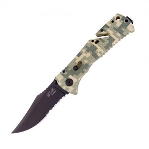 SOG® Trident Hardcased Black TiNi / Clip Point / Partially Serrated - DIGI GREEN CAMO