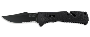 SOG® Trident Mini Hardcased Black TiNi / Clip Point / Partially Serrated