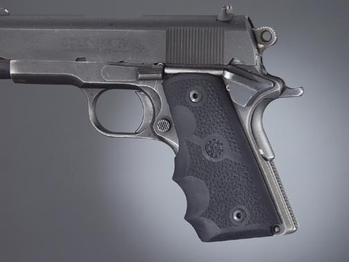 Hogue® 1911 Officers Model Rubber Grip with Finger Grooves - BLACK