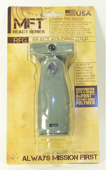 Mission First Tactical™ REACT™ Folding Vertical Front Grip - FOLIAGE GREEN