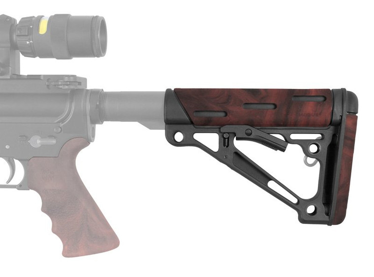 Hogue® AR-15/M-16 OverMolded Collapsible Buttstock - Fits Mil-Spec Buffer Tube - RED LAVA RUBBER