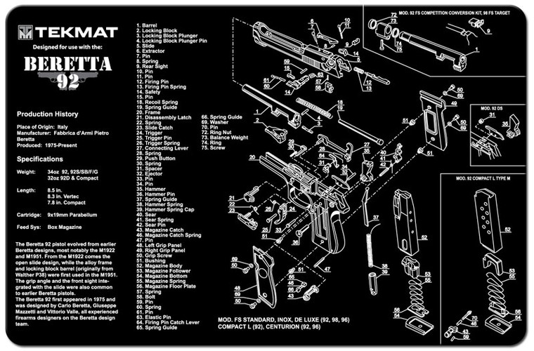 TekMat® Handgun Mat - Beretta 92