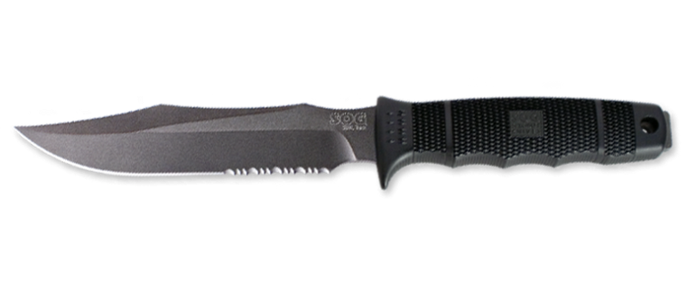 SOG® SEAL Team Satin / Clip Point / Partially Serrated - Nylon Sheath