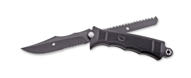 SOG® Revolver SEAL Hardcased Black TiNi / Clip Point / Partially Serrated, Double Tooth Saw