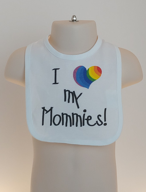 The new moms are going to NEED this adorable I Heart My Mommies bib!