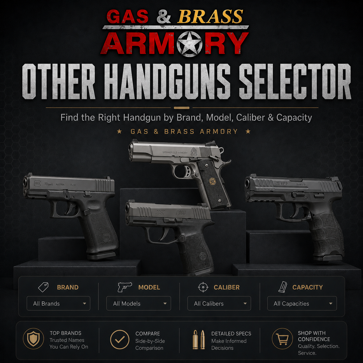 Shop handguns with Gas & Brass Armory in Brandon, FL