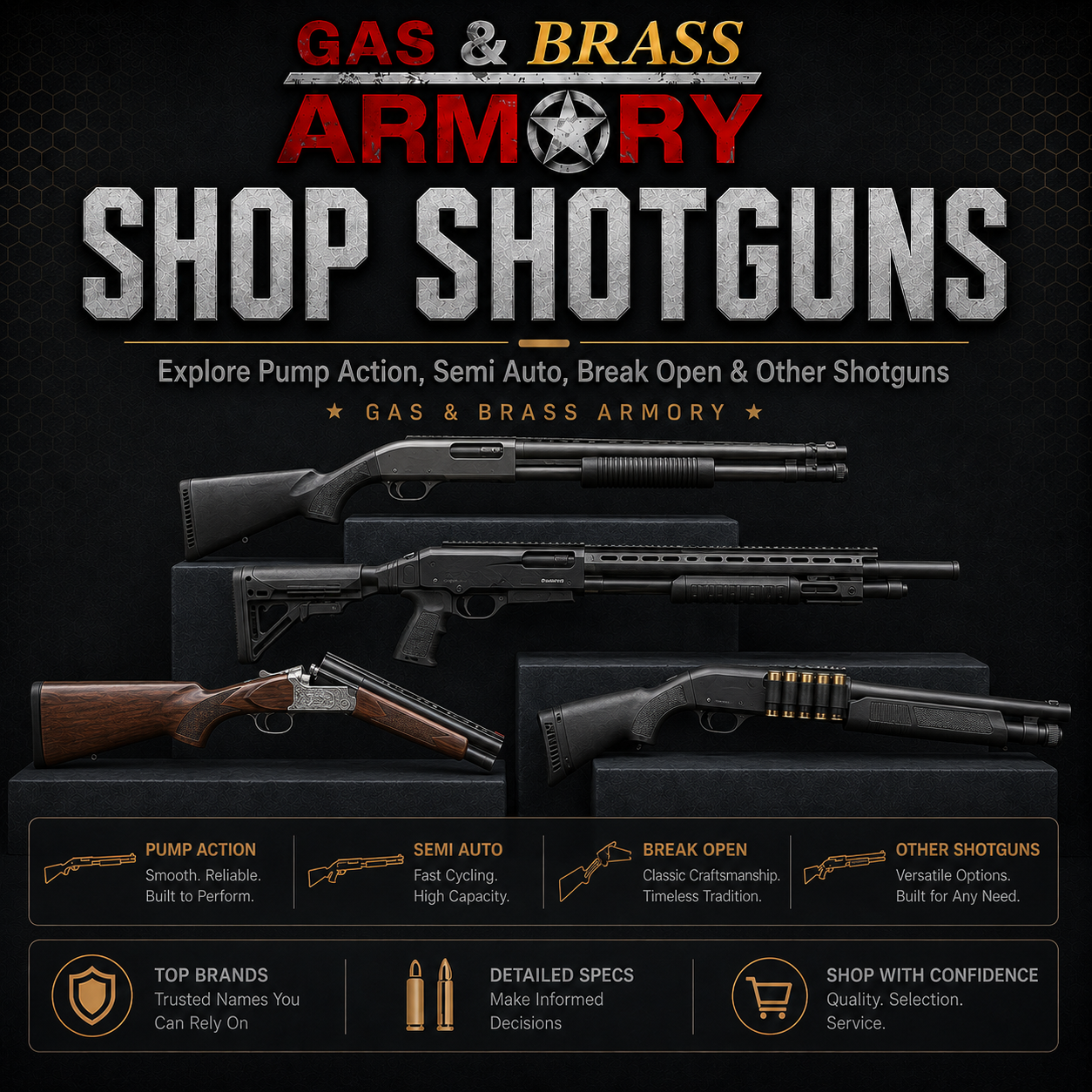 Shop shotguns online from Gas & Brass Armory