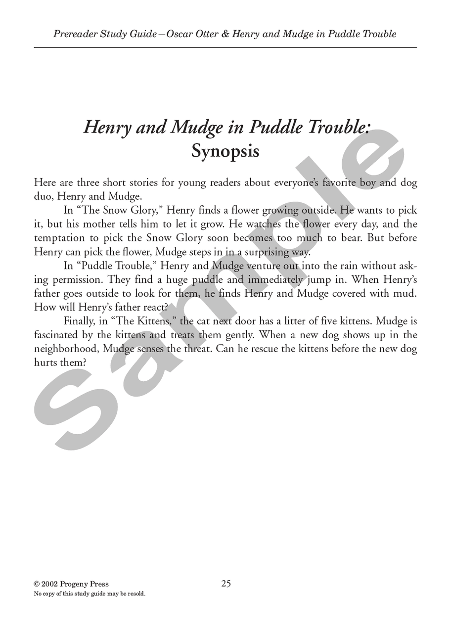 Prereader: Oscar Otter and Henry & Mudge | Progeny Press Literature