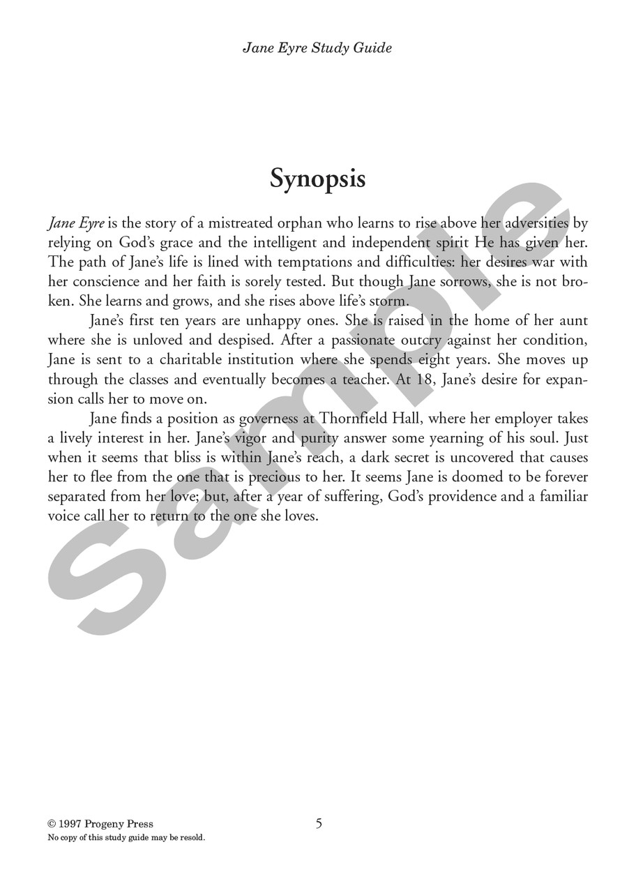 Jane Eyre Study Guide | Progeny Press Literature Curriculum