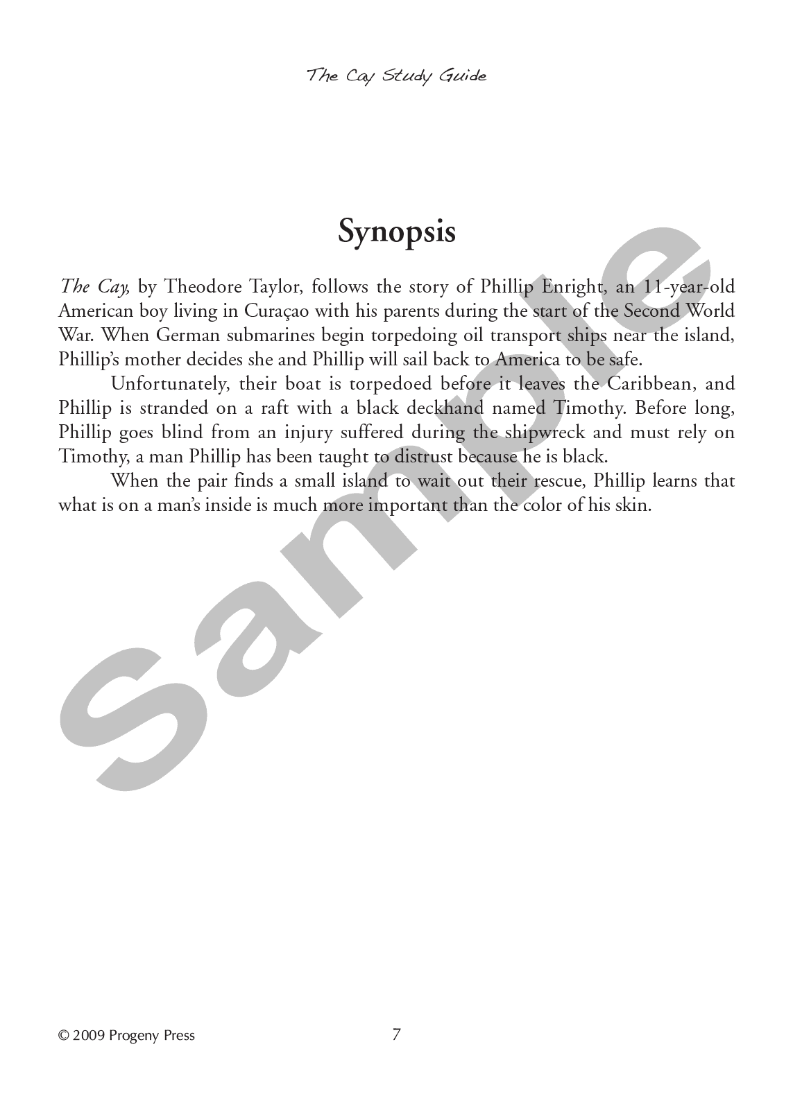 The Cay Study Guide Progeny Press Literature Curriculum