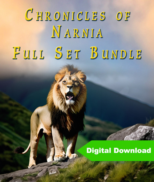 The Chronicles of Narnia: Full Series Study Guide Bundle. Aslan standing on a mountain.