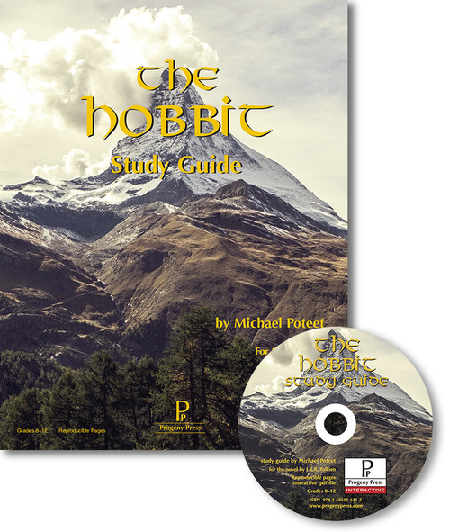 The Hobbit Christian Study Guide cover and cd. Progeny Press unit lesson plans for literature and reading. Novel study includes reproducible teacher ELA curriculum, hands on ideas, projects, worksheets, comprehension questions, and activities.