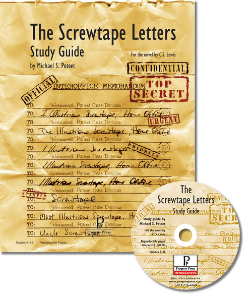 The Screwtape Letters Christian Study Guide cover and cd. Progeny Press unit lesson plans for literature and reading. Novel study includes reproducible teacher ELA curriculum, hands on ideas, projects, worksheets, comprehension questions, and activities.
